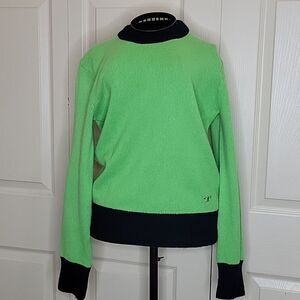 TORY BURCH Cashmere Spring Green and Navy Crewneck Sweater Size XXS NWT